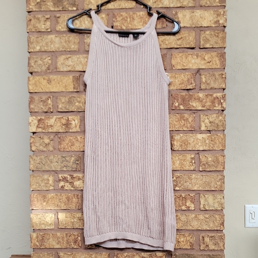 Tahari Cream Knit Halter Dress Swim Coverup Size Small